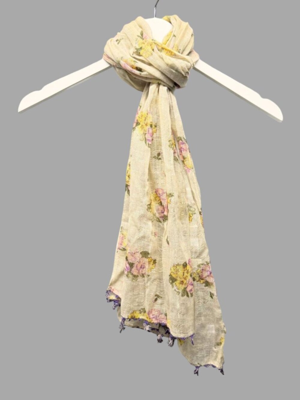 45Rpm 45R Baby Line Beige Multicolor Floral Print Cotton Scarf